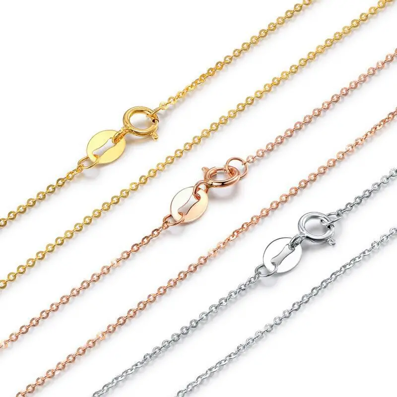 

Wholesale adjustable AU750 real18k solid gold chain jewelry necklace for women, Gold, rose gold, white gold