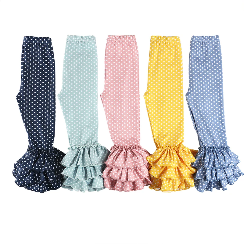 
New design wholesales cotton triple ruffle pants for girls Fashion Boutique Pants Leggings Wholesale ruffle pants sew sassy cotton icing legging baby icing ruffle pants