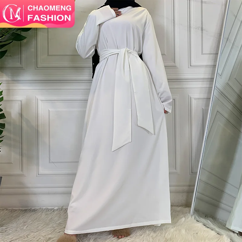 

6176# Slim Sleeve Dress Abaya High Quality Inner Slip Long Dresses Classic Simple Abayas Dubai UAE Islamic Clothing, Grey,red,black,white,beige,navy/customized