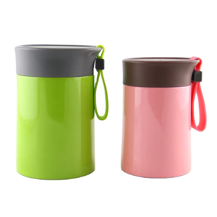 

600ml Double Wall Vacuum Food Flask Thermos Stainless Steel Insulated Food Jar, Black, white, green and custom color