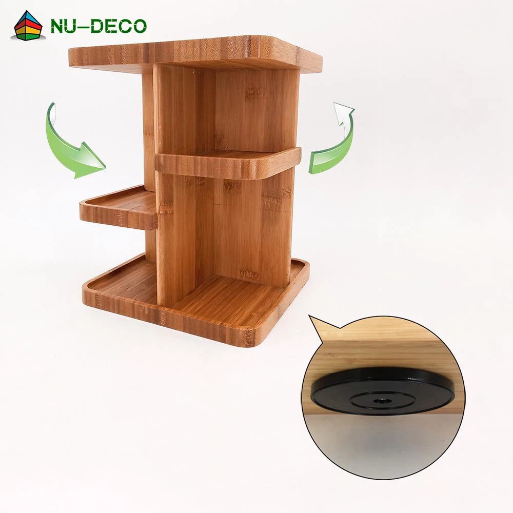 rotating bamboo cosmetic vanity organizer