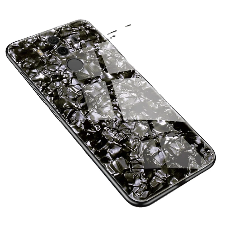 

For Huawei Mate 10 Pro mate10 Lite Nova 2i 9i Simple Conch Shell Phone Case Glossy Marble Tempered Glass Back Cover