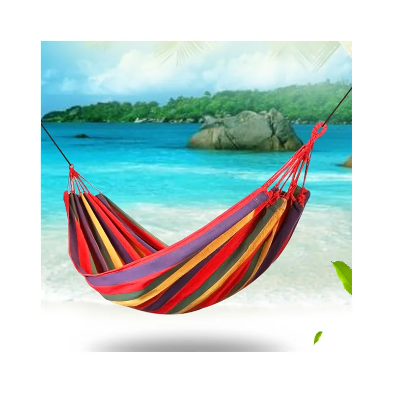 

Hot sale indoor outdoor colorful striped camping hammock for garden sports home travel camping swing thick hammock
