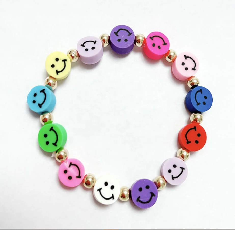 

2021Fashion Smiling face Pearl Bracelet Bead Charm Bracelet Beach Accessories Bracelet For Women, Picture shows