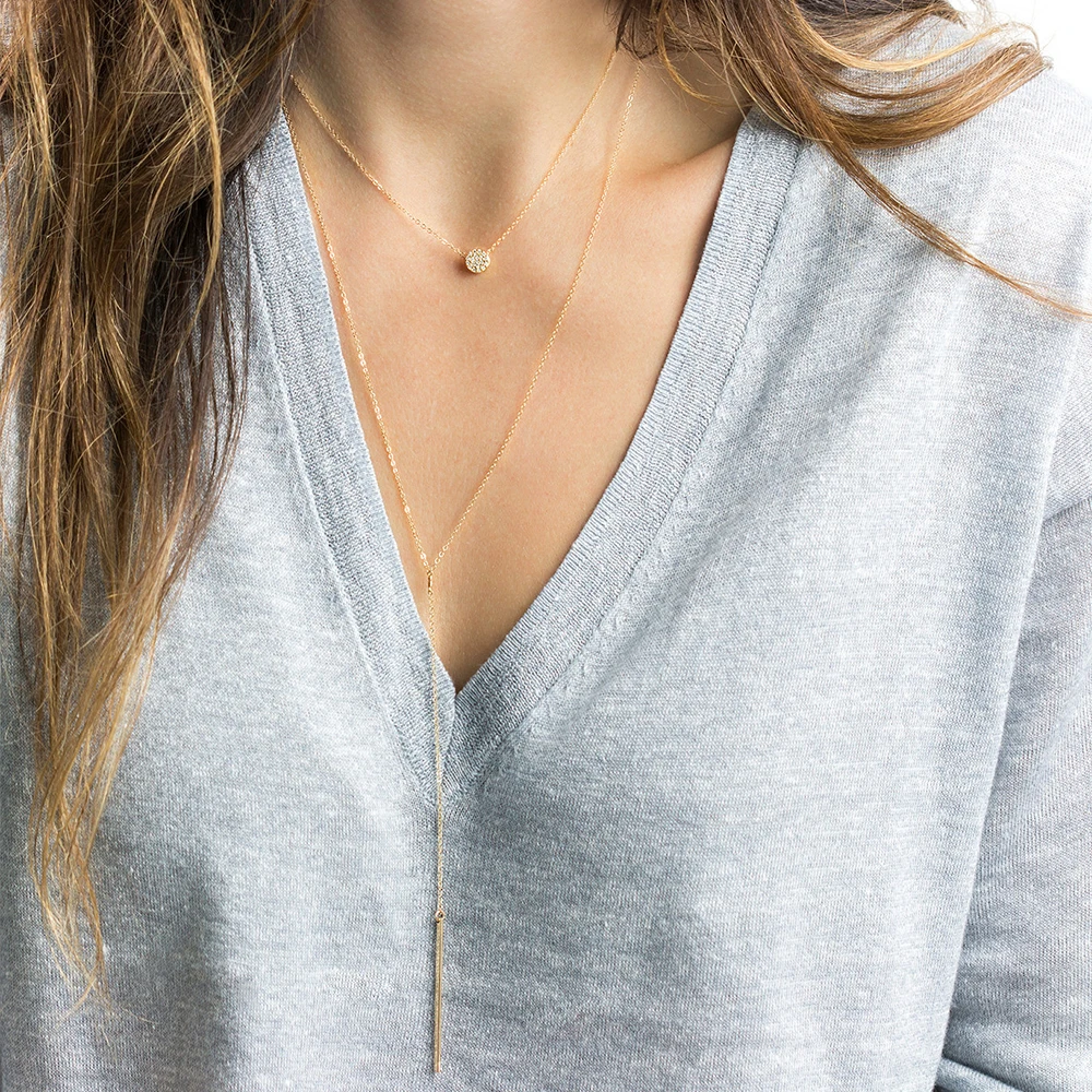 

eManco Diamond Pendants Necklaces for Women Fine Stainless Steel Zircon Necklace 2021 Trendy 14k Gold Plated Jewelry Wholesale