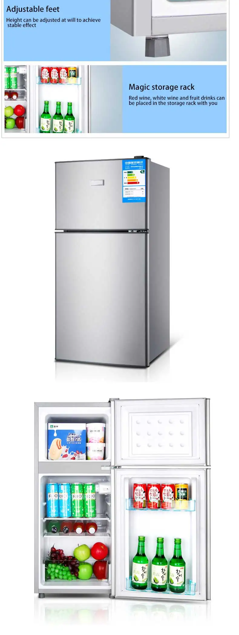 106l double door refrigerator mini mini refrigerator household refrigeration