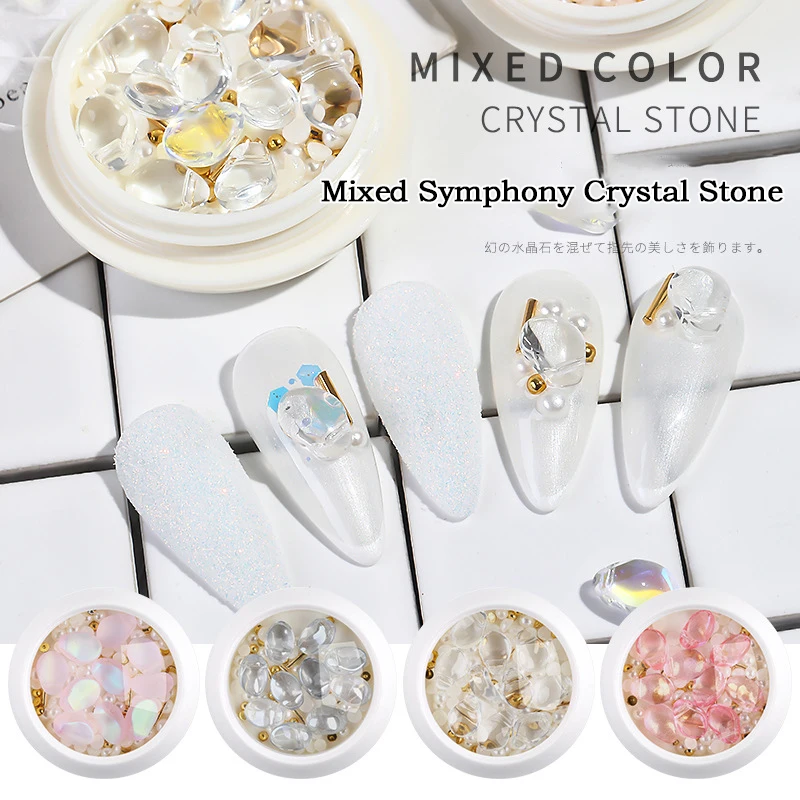 

Symphony pearl crystal stone nail art DIY decorative rivet net red ins wind mixed stone jewelry nail shells, Photo color