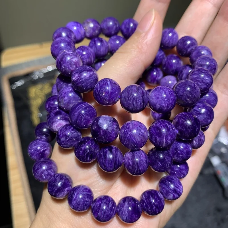 

Natural Smooth Round Shape Charoite Gemstone Beads Bracelets