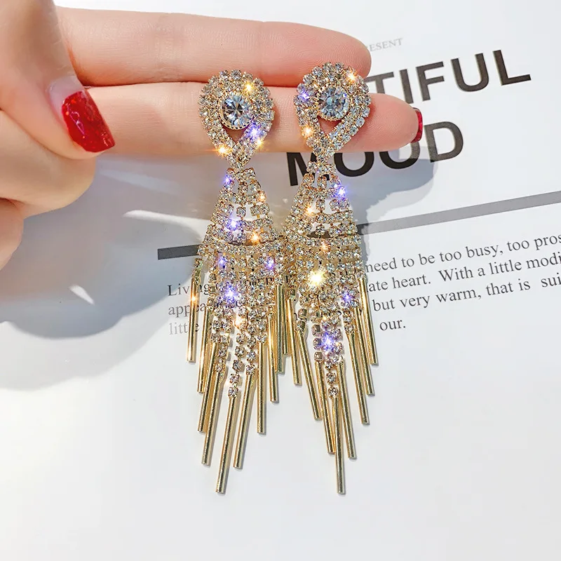 

fashion jewelry trendy crystal drop earrings dangle long big flower earring women statement jewelry