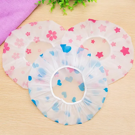

Promotional Popular water-proof recyclable Semi-transparent EVA Shower Cap, Customized