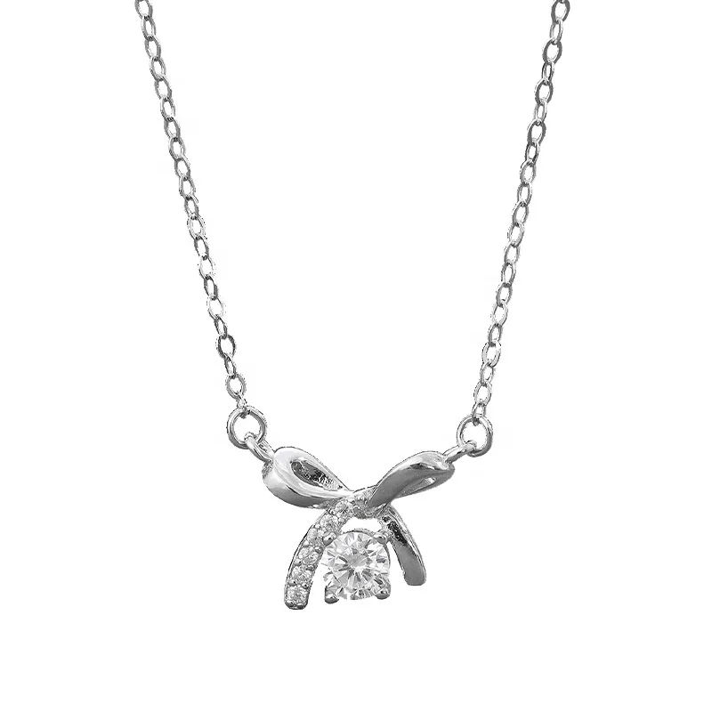 

Zircon Butterfly Pendant Jewelry 925 Sterling Silver Woman Necklaces Jewellery, White