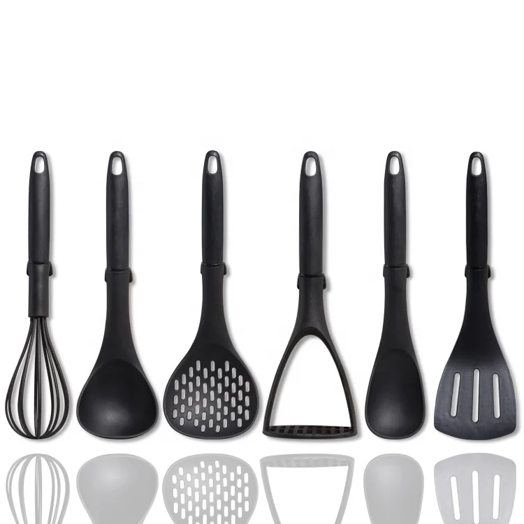 

6 Pieces black factory price nylon cooking tools kitchen utensils set with good packing