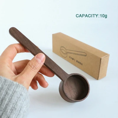 Hot Sale Natural Black Walnut Wooden Coffee Spoon 8g 10g Wooden Spoons Kitchen Utensil Coffee Scoop