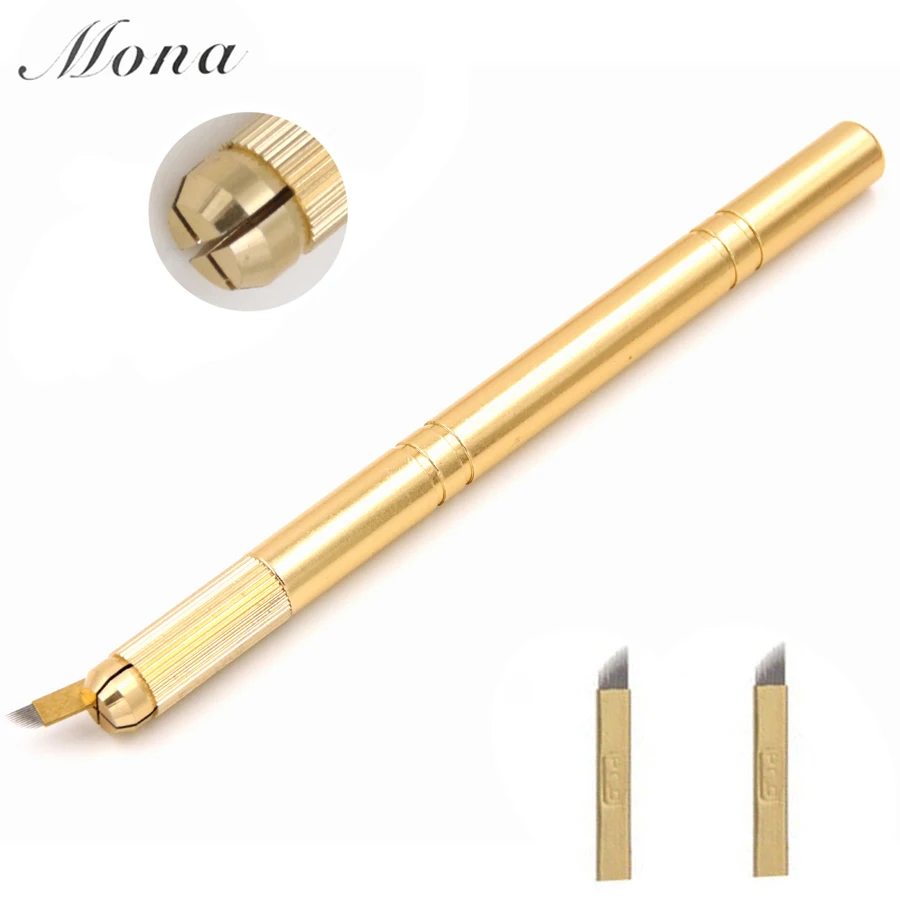 

Microblading Pen for Eyebrow/Lip Tattoo Hand Tool Permanent Makeup Pen Microblading Accessories Supplie, Silver gold