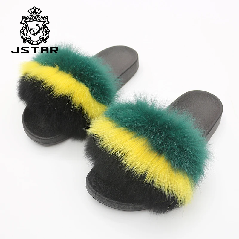 

2021 woman slippers Matching slippers and bag real fox fur handbag 2021 woman slippers, Multi colors