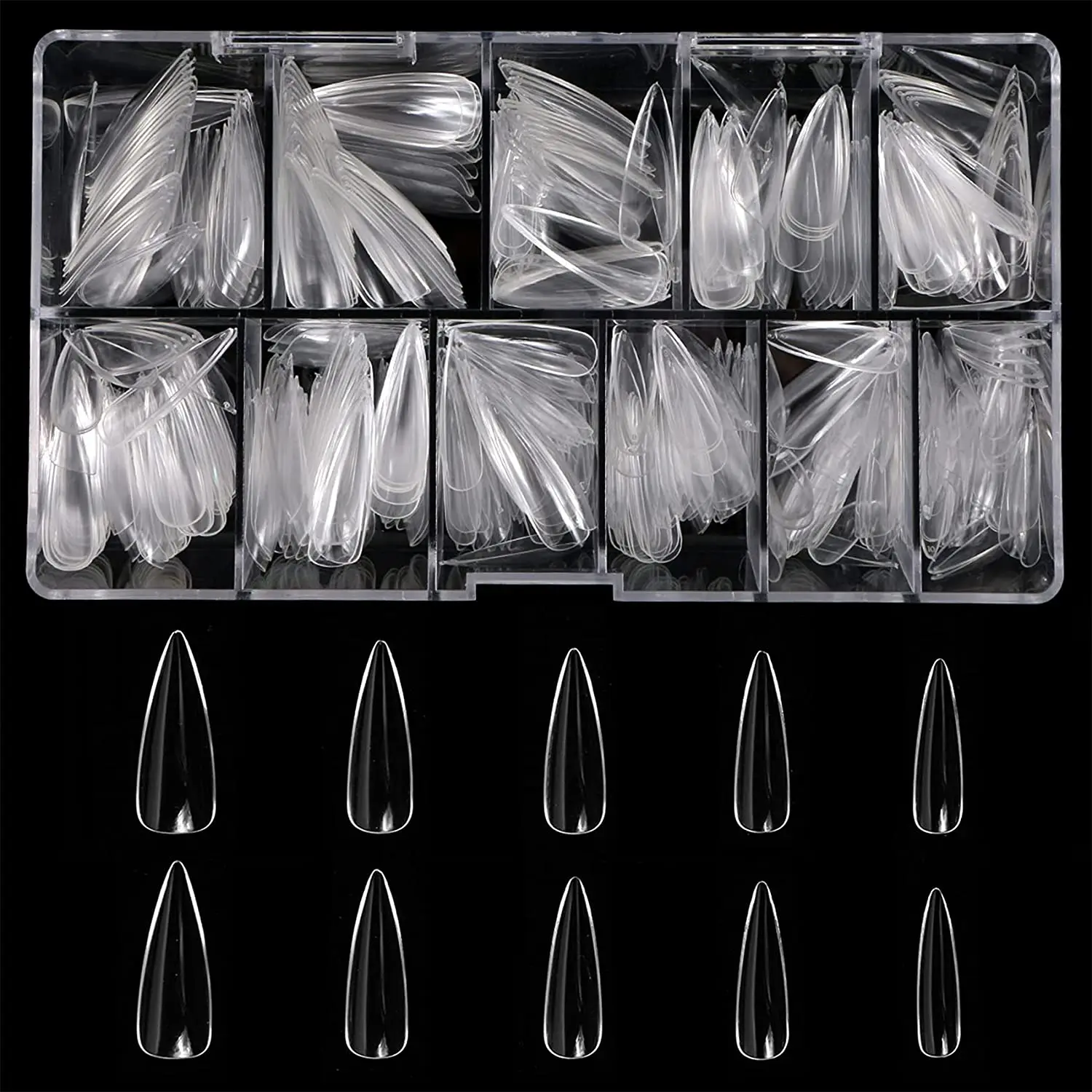 

500pcs box clear thin Professional Nail Long Ballerina Coffin Square Almond Full Cover gel nail tips