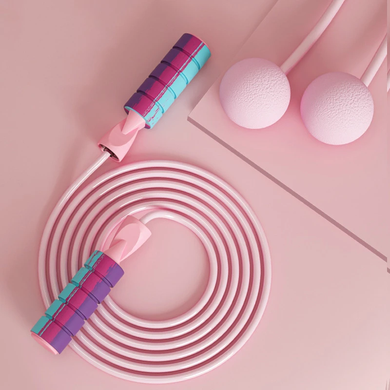 

Pink women indoor Cordless jump rope fitness weight professional fat slimming weight lady jump girls kids children wireless