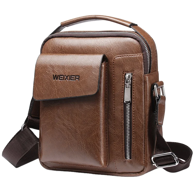 

Men's Portable Single Shoulder Bag Casual PU Leather Bag Retro Men's Messenger Bag