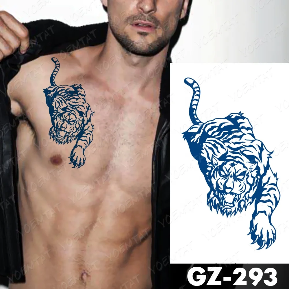

2021 Top Quality new style Juice lasting Man lion tiger temporary tattoo sticker, Cmyk