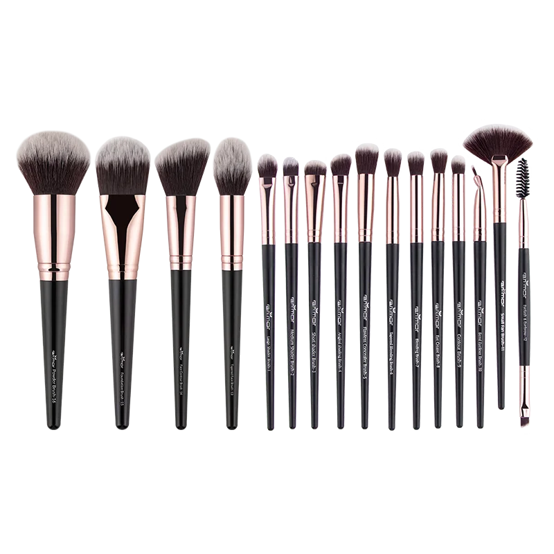 

16Pcs Make Up Brush Professional Foundation Eyeshadow Face Cosmetic Makeup Brush Set, Black, champagne