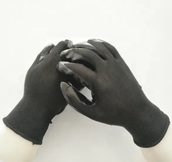 
cheapest nitrile coated gloves safety work black nitrile gloves china supplier 
