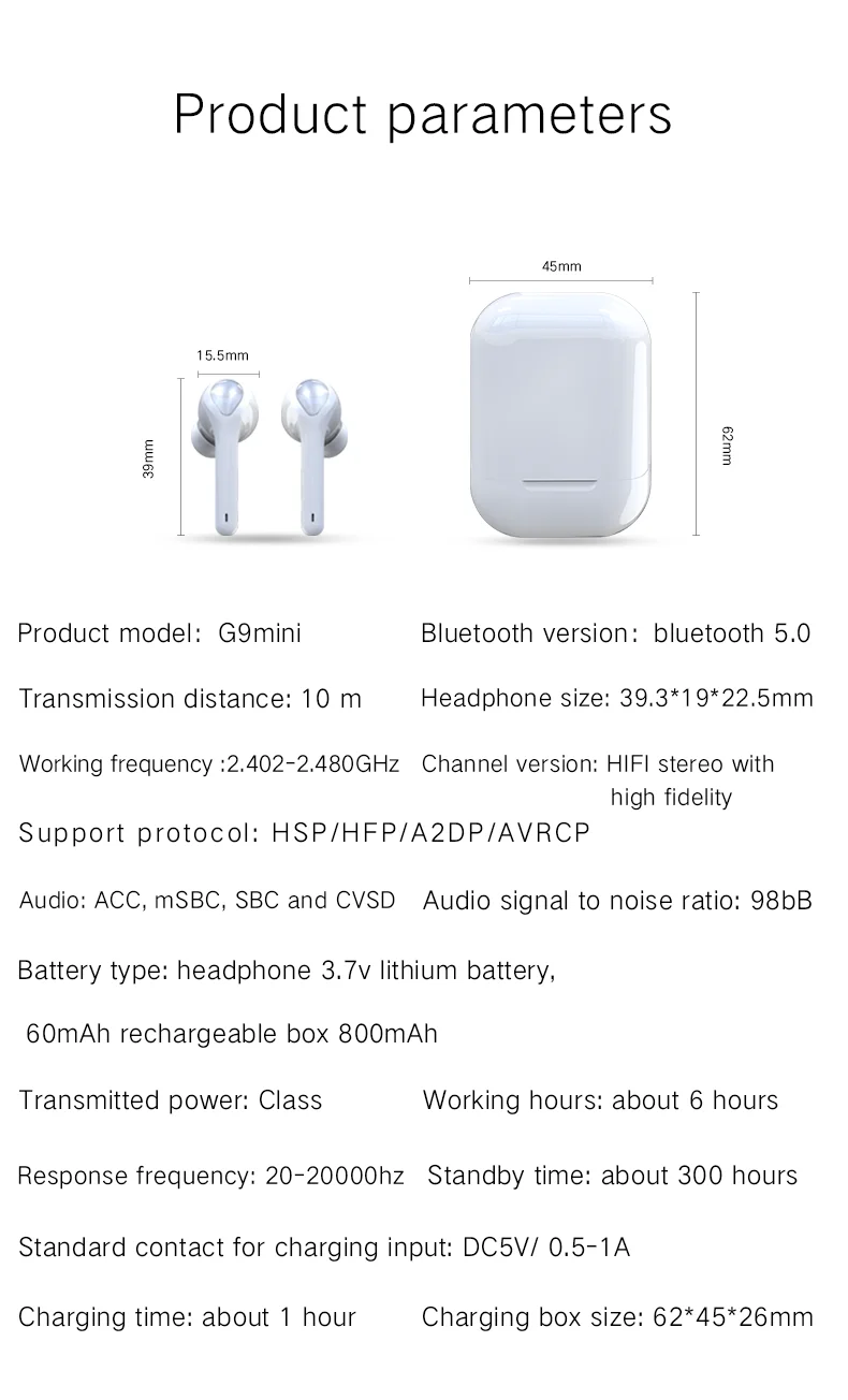 2020 Mini Blue tooth Ear Buds BT5.0 Waterproof True TWS Wireless Earbuds with Charging Case - ANKUX.COM