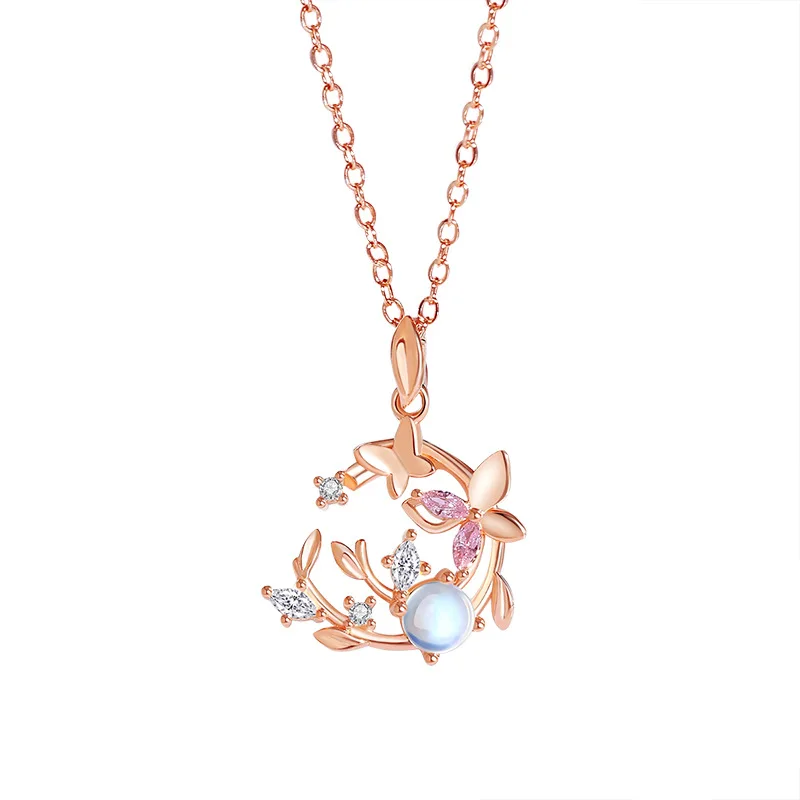 

Flower Ring Garland 925 Sterling Silver Pendant Necklaces Fashion Butterfly Women's Jewellery