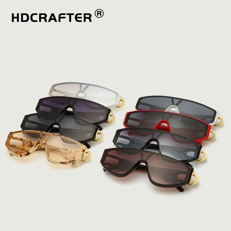 

HDCRAFTER Fashion one-piece mirror women's oversized sunglasses UV400 metal hollow out Sunglasses eyewear