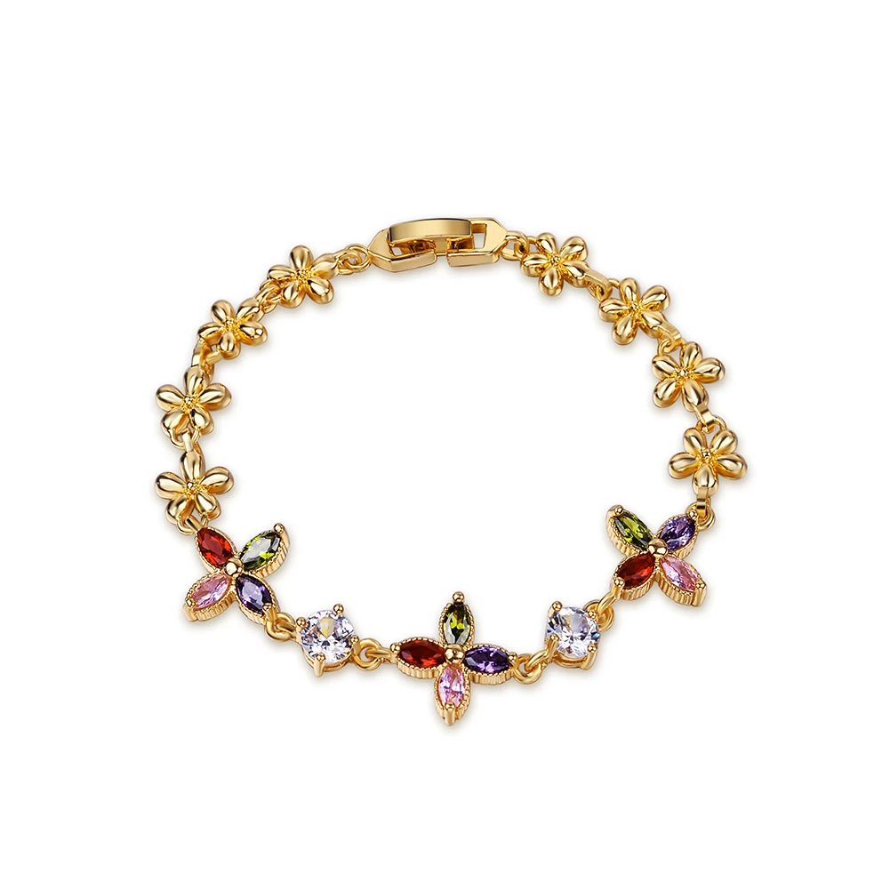 

50% Discount Colorful Lucky Clover Bracelet Handmade Crystal Gold Cz Luxury Charms For Bracelets