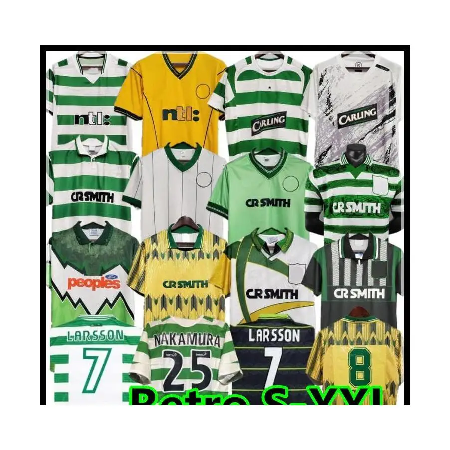 

1995 1998 1999 Celtic Retro Soccer Jerseys 84 86 95 96 97 98 99 Football Shirts Larsson Sutton Nakamura Keane Black Sutton 2005