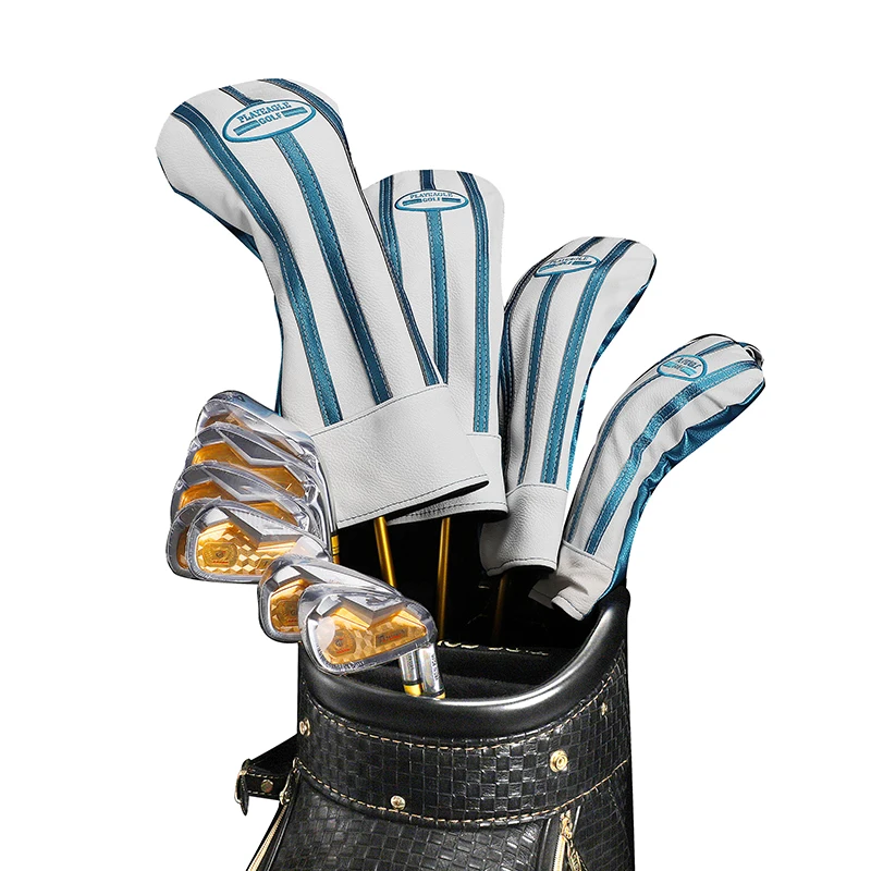 

PLAYEAGLE 135 Golf Wood Cover PU Leather Durable Protector Wood Club Set Golf Head Cover, Light blue, navy, black