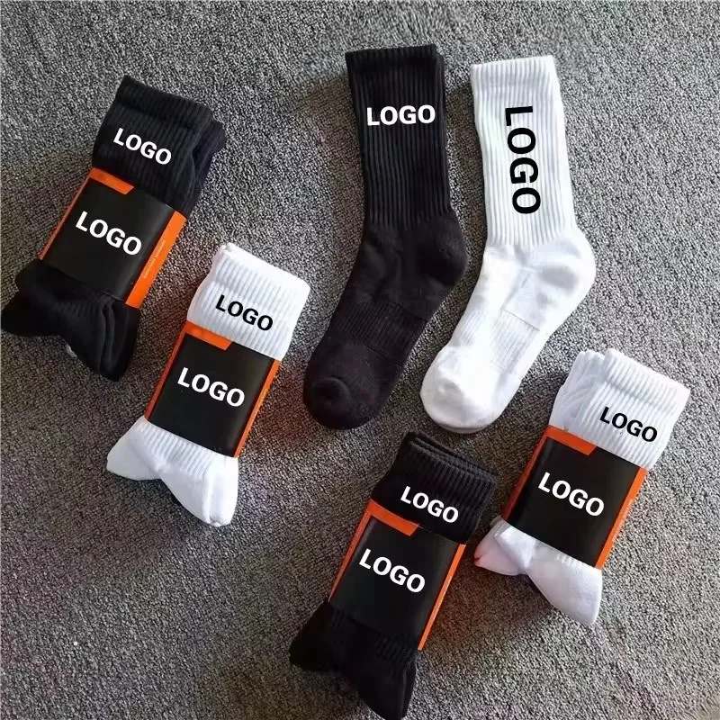 Basics Comfy Cotton Terry Full Cushioned Casual Crew Running Athletic Socks Custom Your Logo
