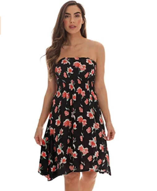 

Sun Strapless Tube Short Dress Summer Dresses, Floral 1,floral 2,floral 3,