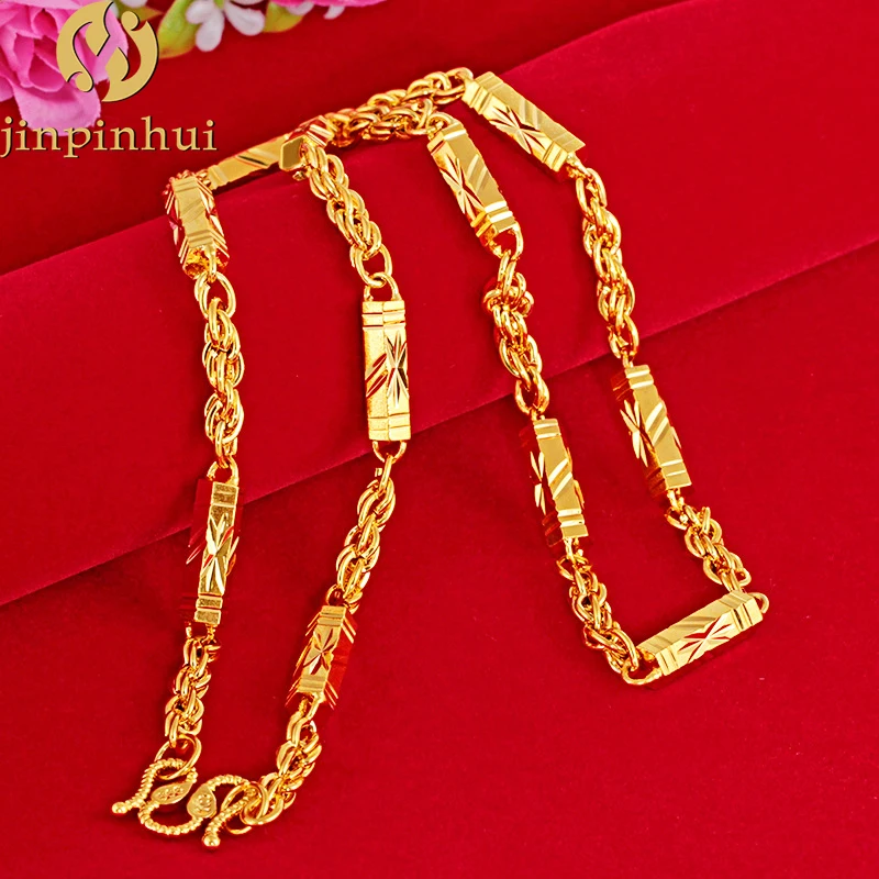 

Jinpinhui jewelry Vietnam gold plated hexagonal twist Jollas para hombres 24k men's style big twisted link chain