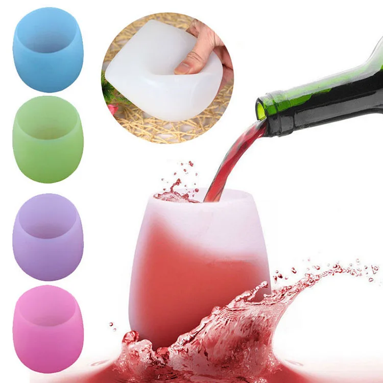 

Custom Silicone Wine Glasses Unbreakable Collapsible Silicone Cups, 6 colors