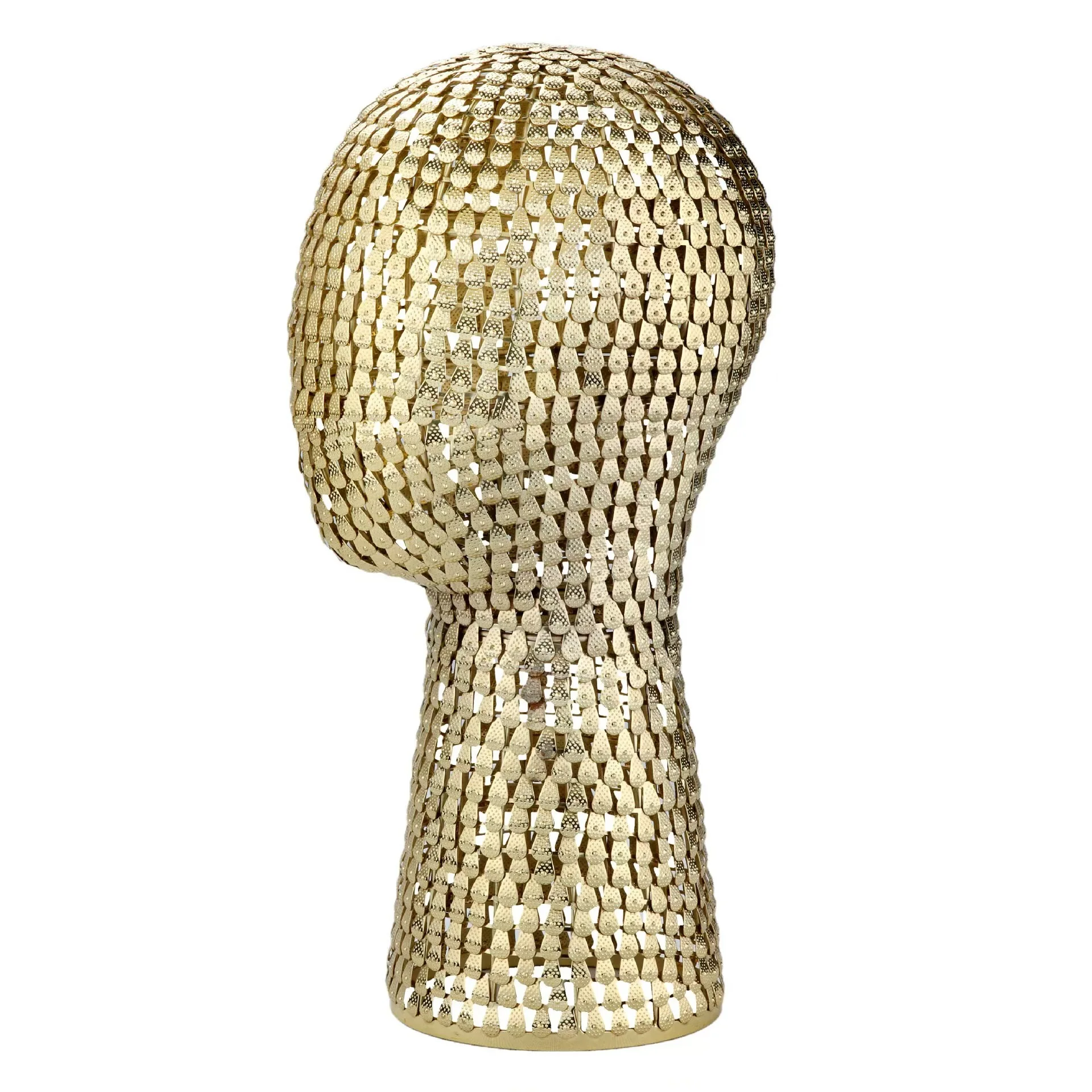 Metal Mannequin Head Model for Hat Cap Scarf Jewelry ToupeeHealth Beauty Electroplated Display Stand Gold Wig Head Mannequin