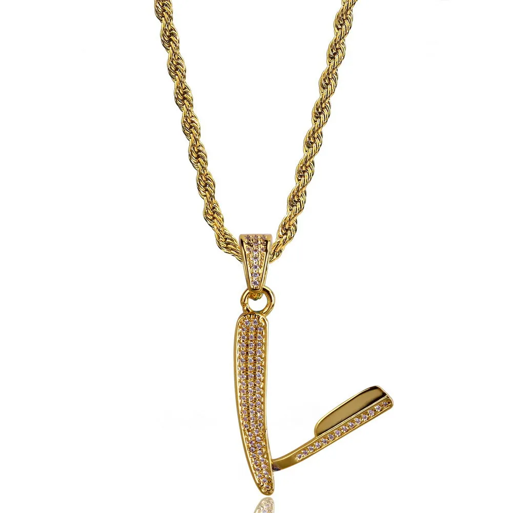 

Hip-hop Jewelry Razor Style Jewelry Gold plated Zircon Hip-hop hipster personality necklace