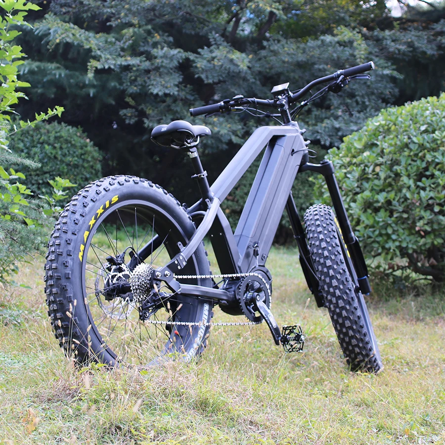 

Super Electric Bike 26 Inch Fat Electric Bicycle 48V 1000W Motor 9 Speed bafang mid drive mountain ebike