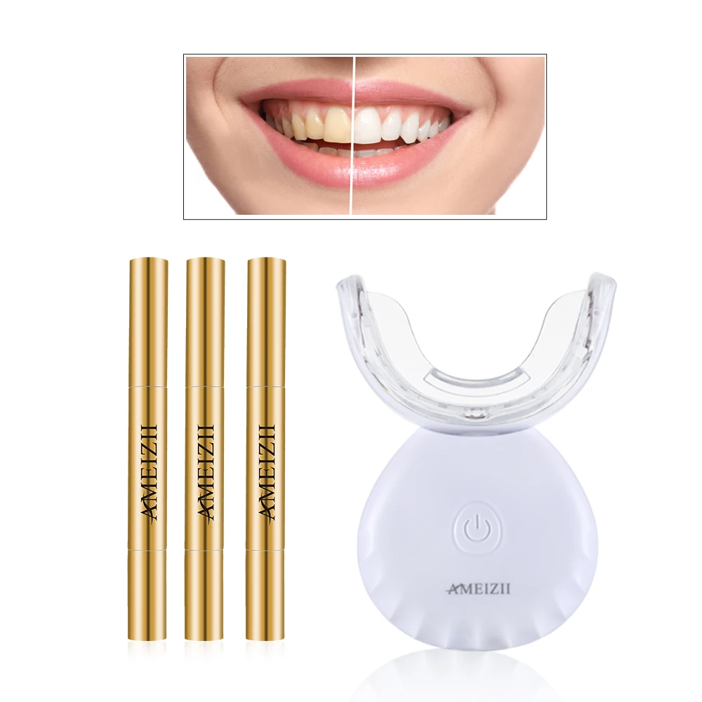 

Private Label Wireless Teeth Whitening Kits Ultrasonic Remove Tooth Stains Whitener Clareamento Dental Bleaching Gel Lamp Kit