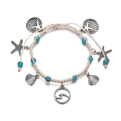

Simple jewelry handmade knotted alloy pendant anklet bracelet Fashion color foot chain, Picture shows