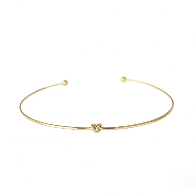 

Ladies Fashion Design Adjustable Gold Plated Stainless Steel Knot Shaped Bangle