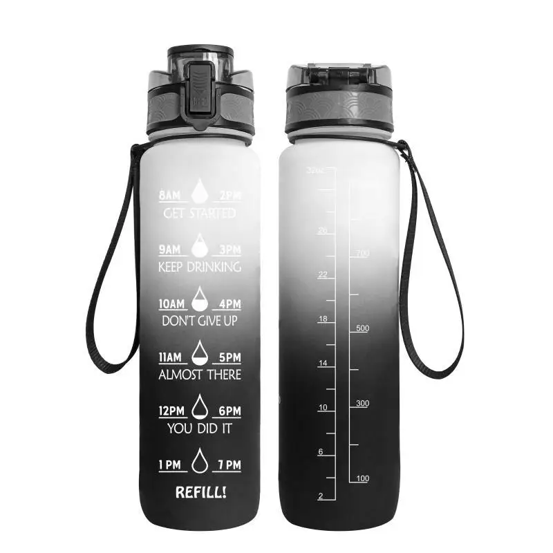 

Ready To Ship Black Straight Water Bottle With Time Maker