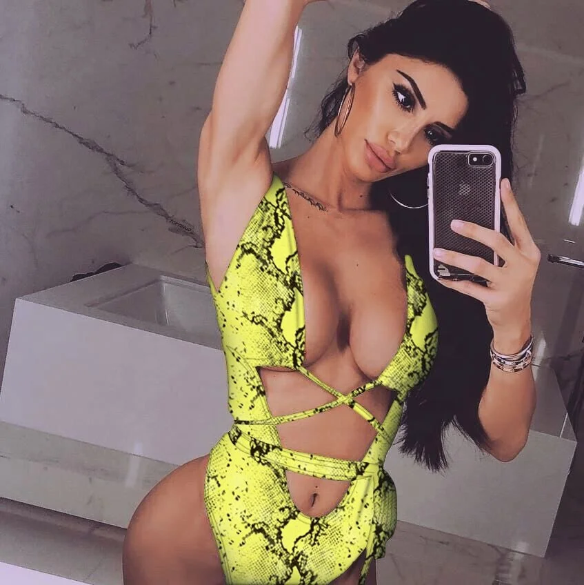

2019 Swimsuit Custom Swimwear Women Bathing Suit Leopard print strappy one-piece swimsuit