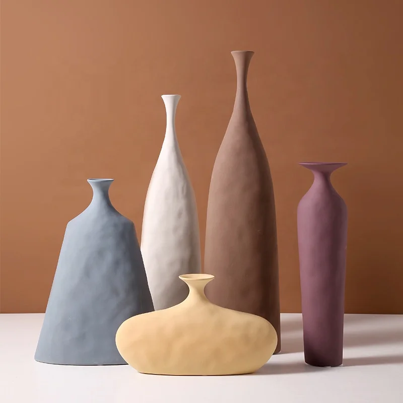 

New style multicolor ceramic decoration flower pots vase for wholesale, Morandi
