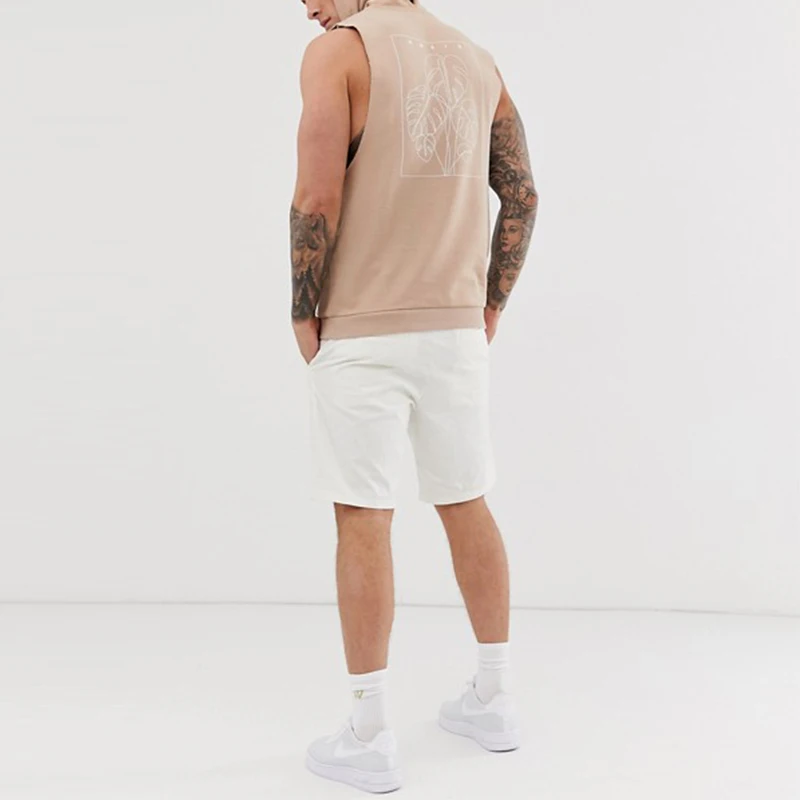 mens white sleeveless moletom com capuz