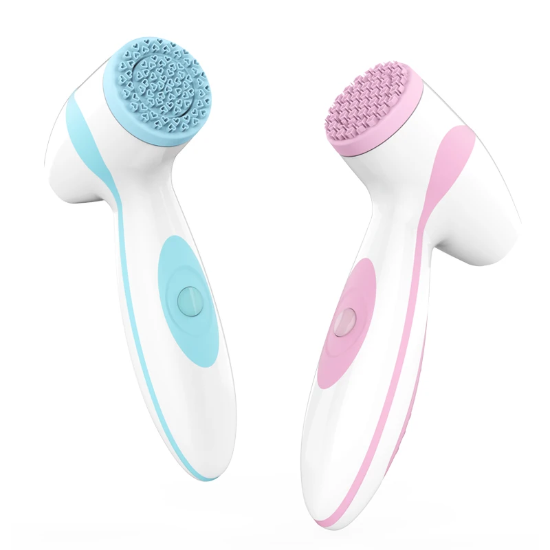 

Korean Waterproof Facial Cleansing Spin Brush Set with 2 Heads Silicone Exfoliating Face Cleanser Brush