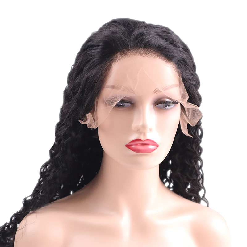 

13X6 natural black long hair extension water wave wig for women