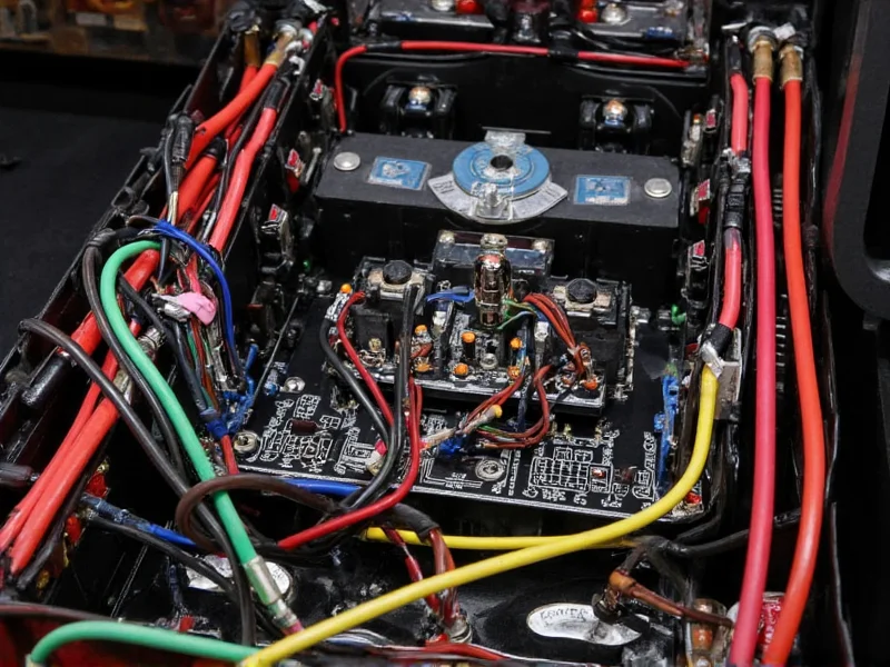 Close-up of arcade control panel wiring and components