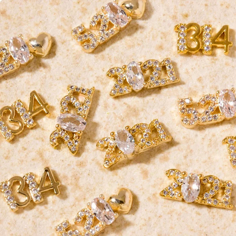 

Paso Sico 2021 Manicure Zircon Jewelry Popular Meaning Number 520 1314 857 Nail Art Charms with Mini Rhinestone Diamond