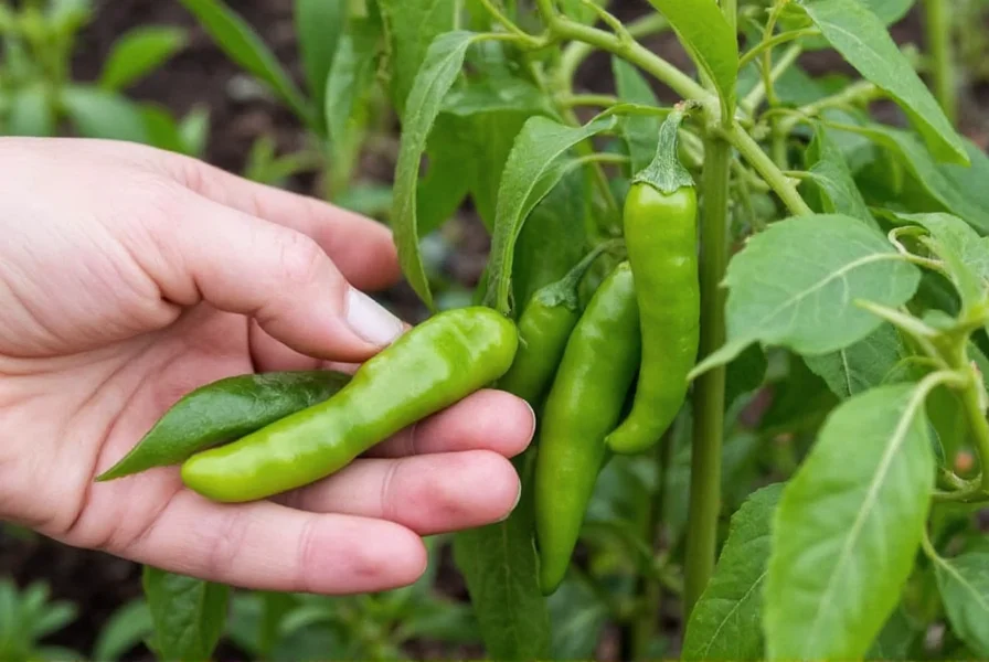 Home gardener harvesting fresh serrano peppers from a healthy plant in a backyard garden